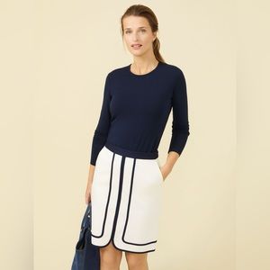 J. McLaughlin Marf White Navy Blue Trim Skirt 4